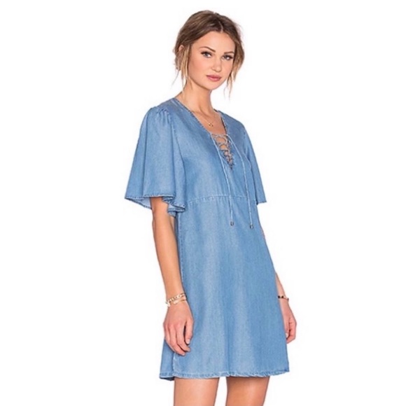 Lovers + Friends Denim Soft Lace Up Dress! - Picture 2 of 8